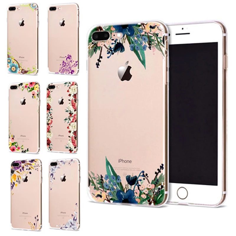 Funda For Apple iPhone 6 6S 7 Plus X 10 Flower Leaf Soft TPU Cover for Case Original Coque 8 B336 |