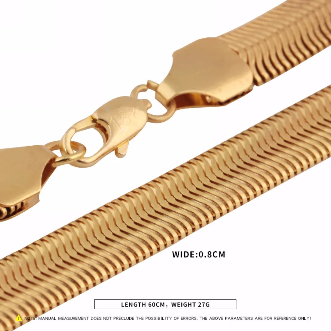 Hip Hop Flat Snake Bone Gold Necklace Punk Chain For Men Party Rapper 60cm Long DIY Jewelry Accessories | Украшения и аксессуары