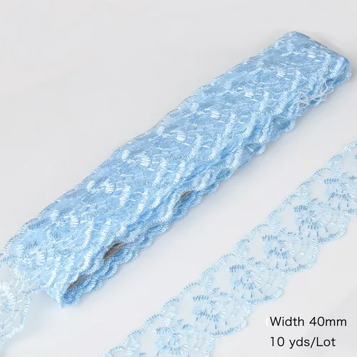 Light Blue 40 мм 10 ярдов/сумка кружевная лента с вышивкой DIY отделка Ткань для шитья свадьбы День рождения украшение для подарочной упаковки аксессуары - Цвет: Light Blue