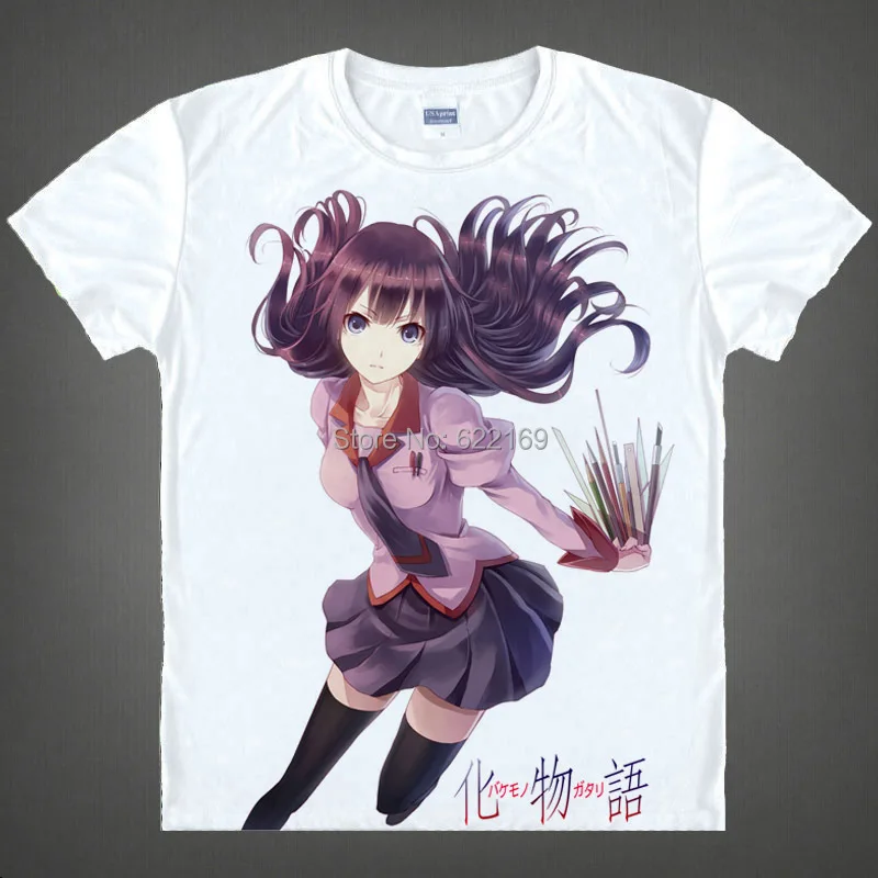 Японская аниме футболка Monogatari хлопковая рубашка Hitagi senjogaхара Mayoi косплей