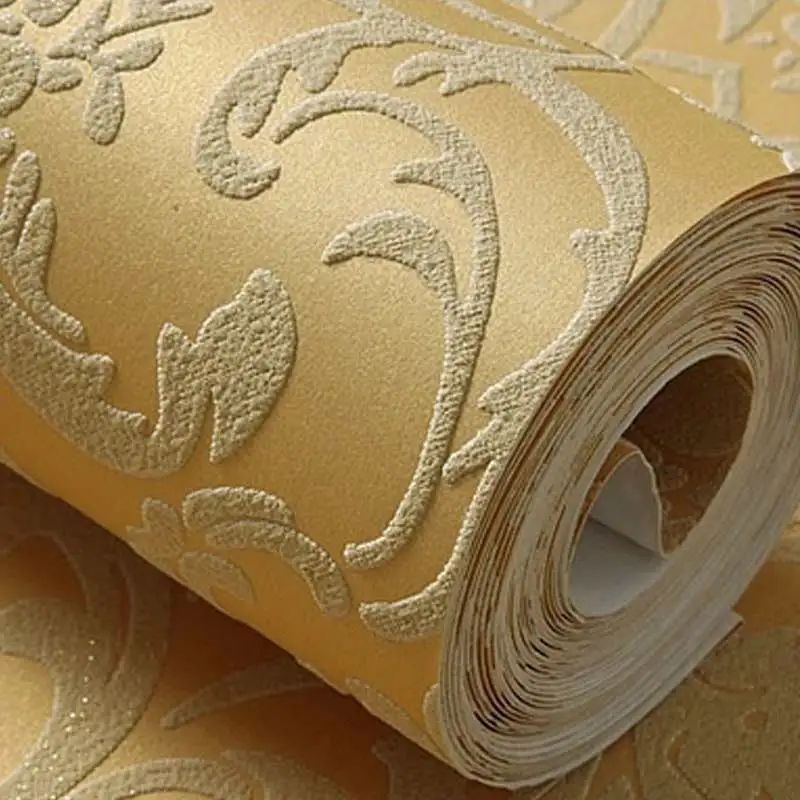 Европейский Стиль Роскошные Дамаск 3D тиснением нетканые стекаются стены Бумага