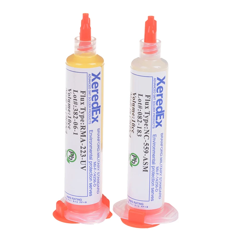 Паяльная паста Сварка Расширенный масляный поток Смазка 10cc Пайка Ремонт+ иглы NC-559-ASM RMA-223-UV BGA PCB No-Clean