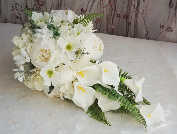 PEORCHID водопад Свадебные цветы Свадебный букет для невесты Ramo De Novia Искусственный