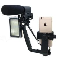 smartphone handheld bracket for iphone x 8 7 6s samsung cell phone micro film shooting microphone flash lamp camera holder mount