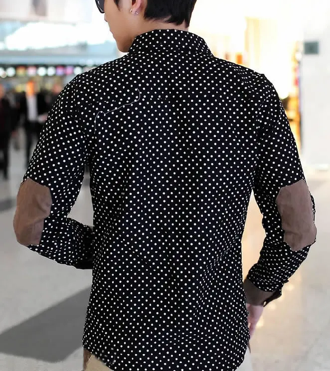 Cotton Single Breasted Polka Dot Mens Shirts | Мужская одежда