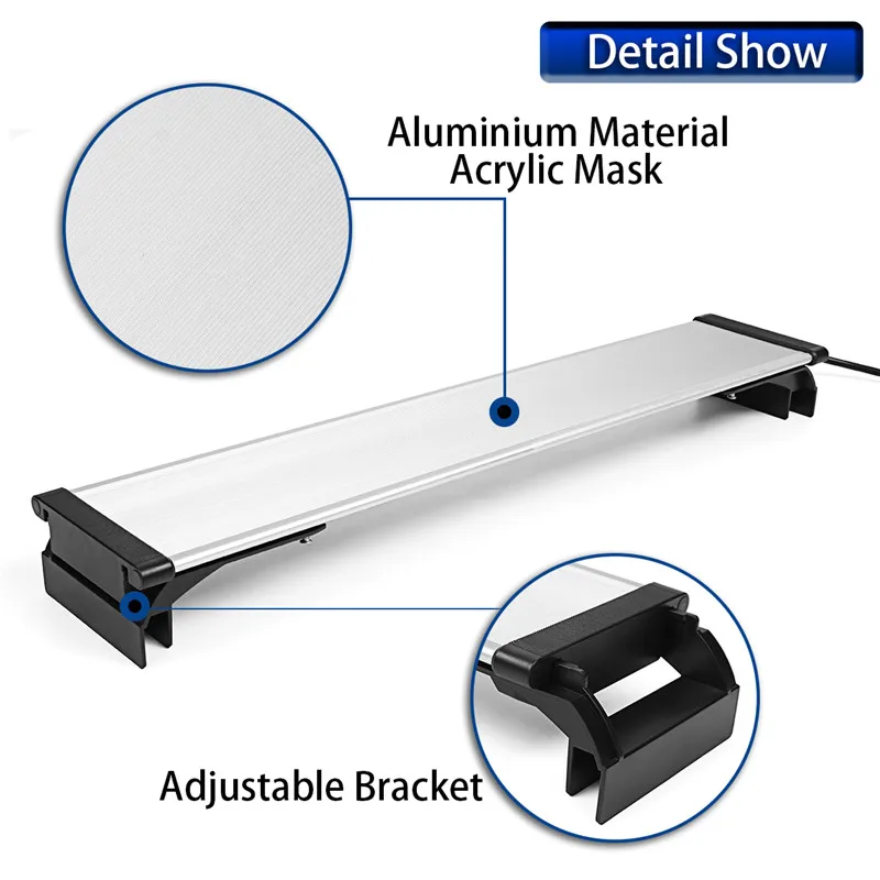 Waterproof Aquarium Fish Tank Light 30-120cm Blue/White Bar Submersible Lamp Decor Underwater Light Adjustable Dimmable Light