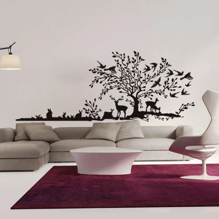 

New arrival Tree Vinyl Wall Sticker Vivid Design Plant Sticker Bedroom Decoration Vinyl Removable Sided-Visual Wall Decal