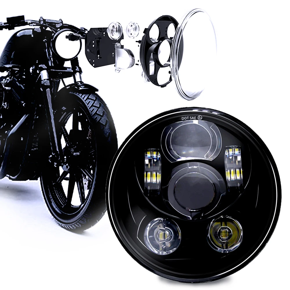 Мотоцикл 5-3/4 5,75 светодиодный налобный фонарь для Harley Davidson 883 sportster тройной, Низкий Райдер широкий скользящий светодиодный H4 налобный фонарь