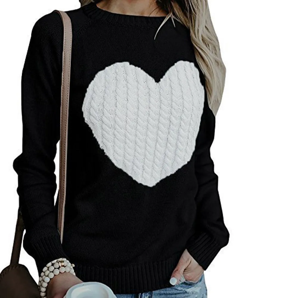 Women Blouses Love Pullover Loose Blusas Femininas Sweater Jumper Tops Knitwear Casual Solid Long Sleeve Mujer |