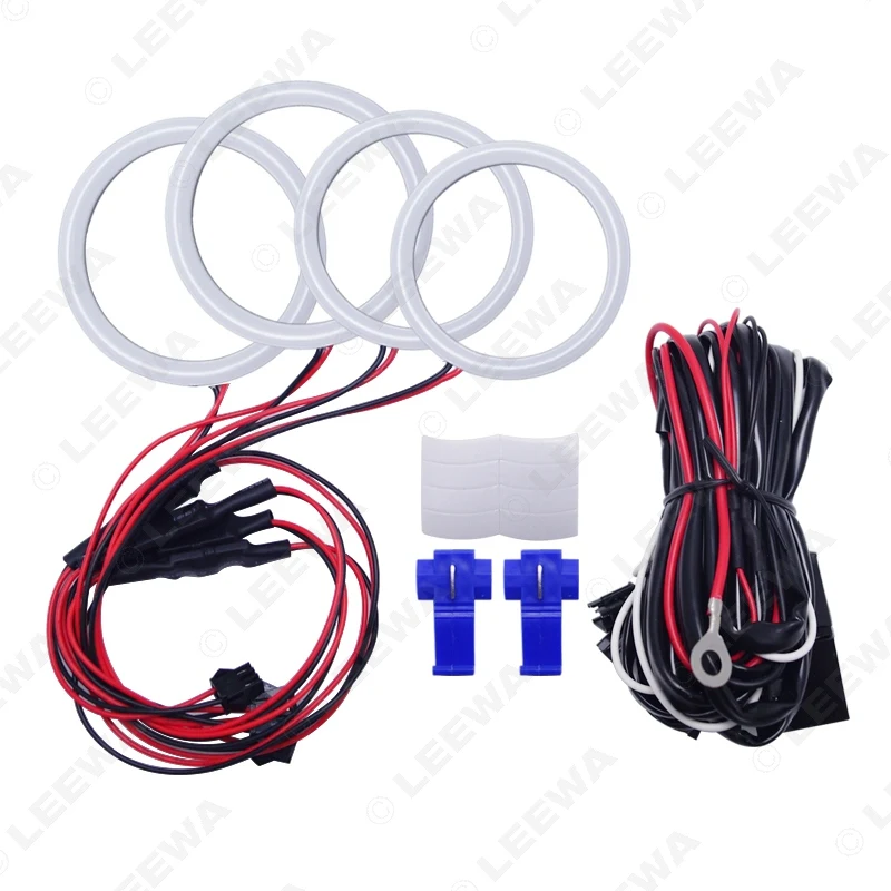 LEEWA 2X70 мм 2X80 мм авто Halo кольца хлопковые светодиодные лампы SMD ангельские глазки для Lada ВАЗ 2109 автомобиль стиль белый/синий/желтый#1122