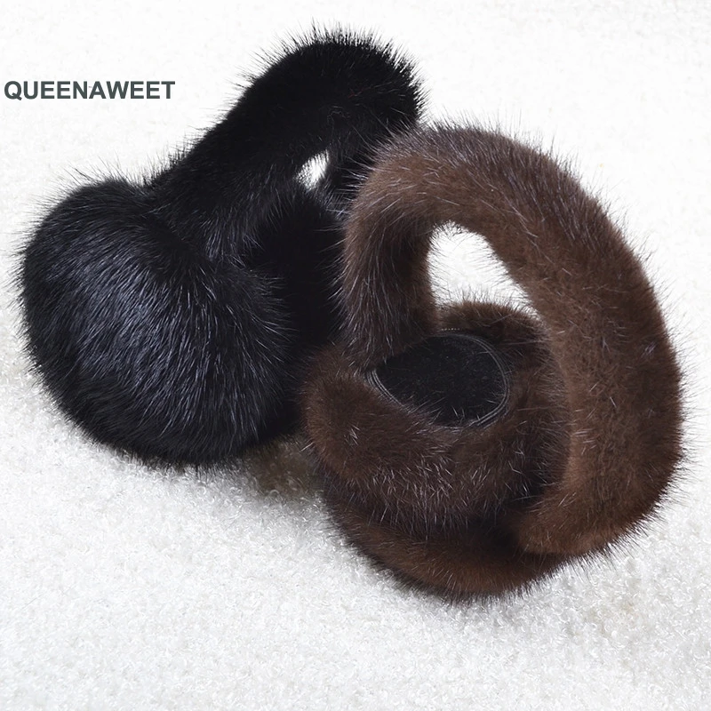 Женские плюшевые меховые наушники зимние теплые однотонные из натурального