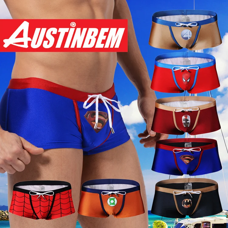 

Free shipping!Brand AUSTINBEM men's swimsuit swimwear super man swimming trunk male hot swimming boxers men beach shorts
