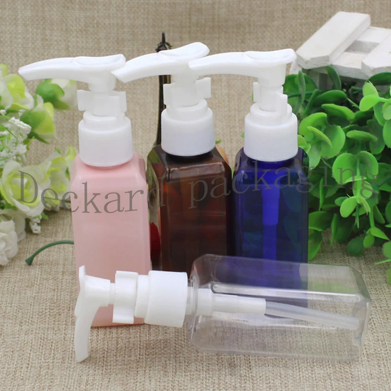 

100pcs 50ml Empty Travel Lotion square Bottles,Small Shampoo Pump Container,Liquid Soap Plastic Bottles 50ML Dispenser Container