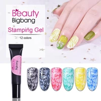 beautybigbang 8ml black white color stamping uv gel polish soak off varnish printing oil for nail art stamping plates