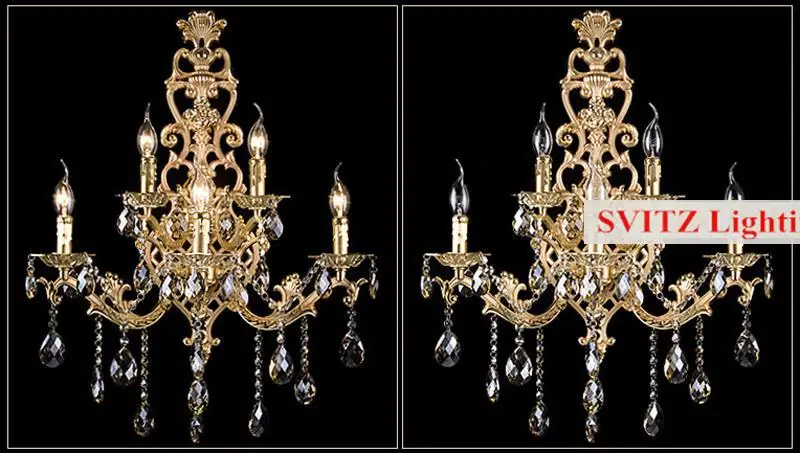 Винтажная Золотая настенная лампа на 5 ламп большие светодиодные Настенные