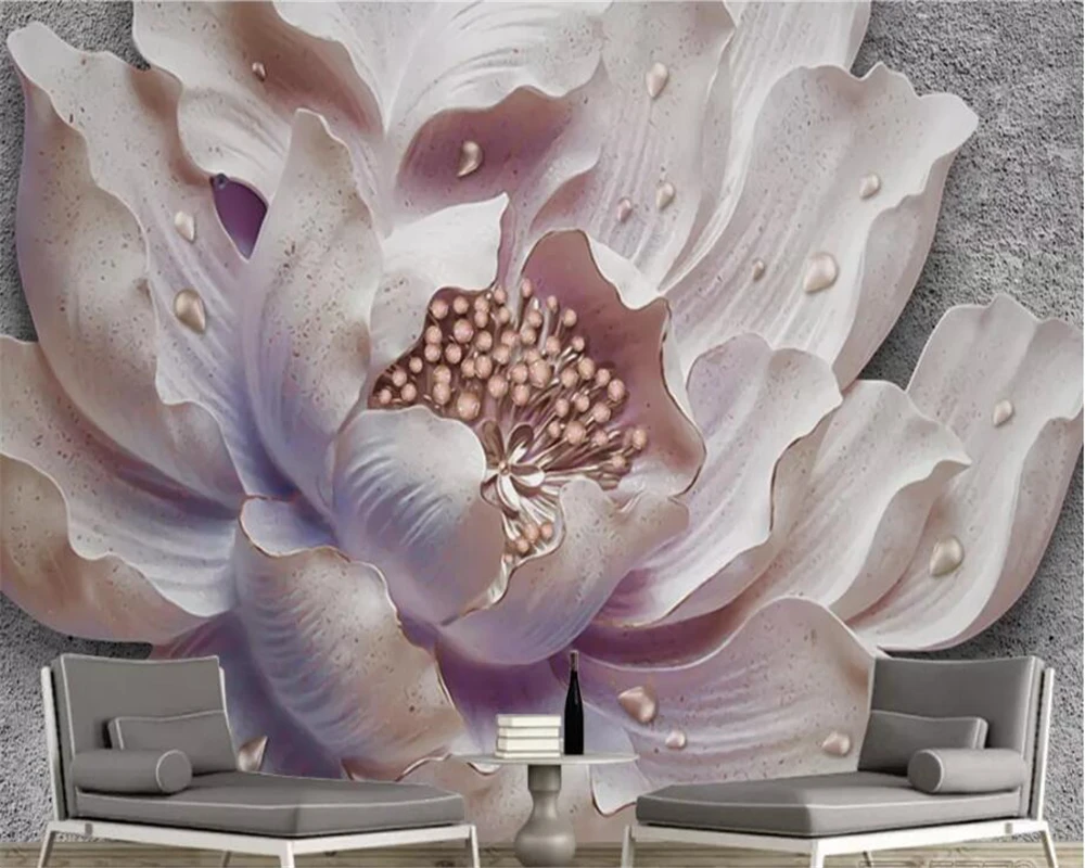 3d объемные Объемные обои по индивидуальному заказу фотообои с тиснением пиона