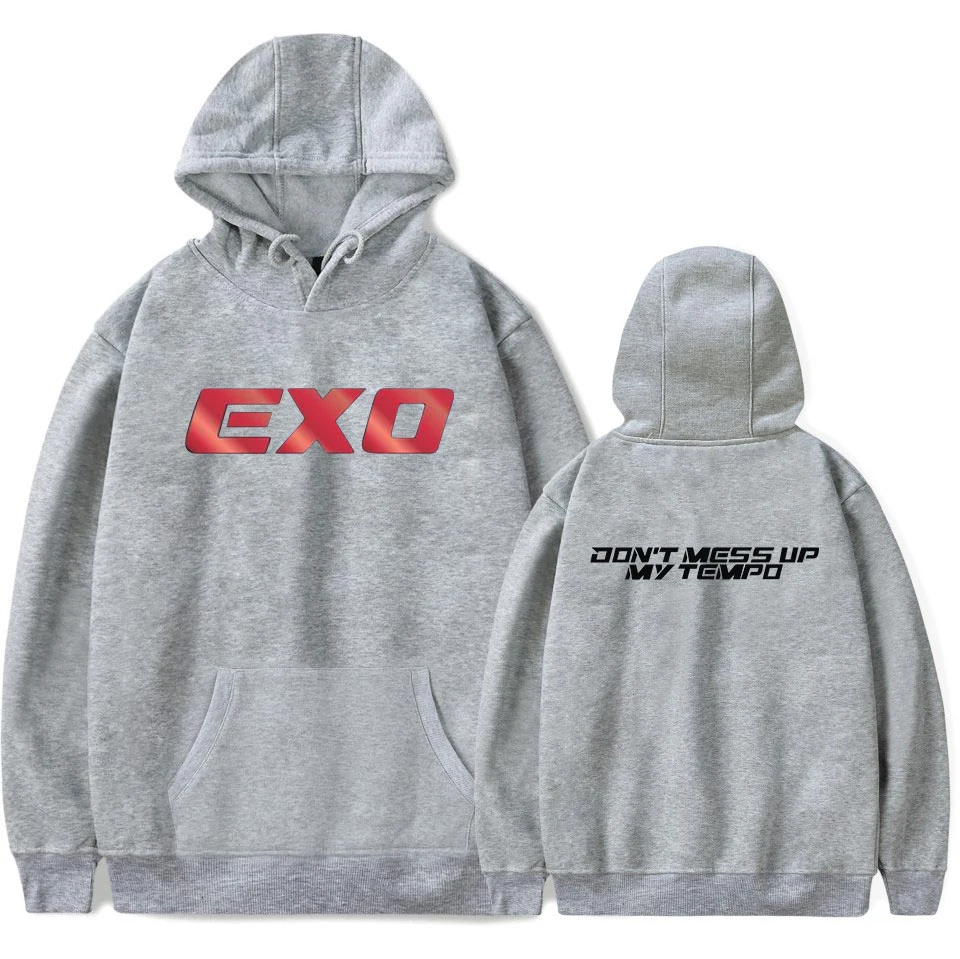 Новая футболка с короткими рукавами EXO Повседневная капюшоном и буквенным