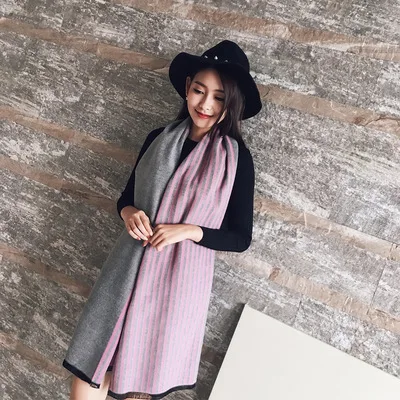 Европейский Стиль модная Имитация кашемира в полоску толстые мягкие теплые Для