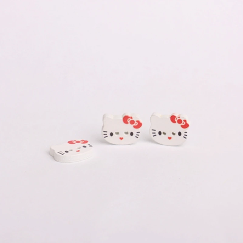 50 шт. белое пальто деревянные декоративные пуговицы кошки животные Китти милый