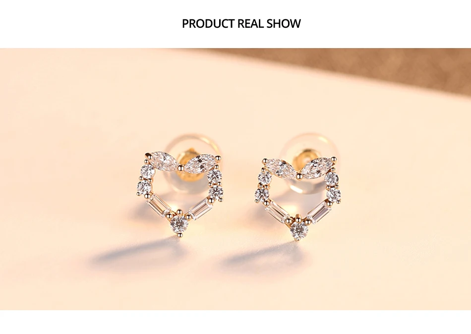 Gem& Time Love Heart, настоящее ТВЕРДОЕ ЗОЛОТО 14 к, серьги-гвоздики для женщин, для свадьбы, помолвки, хорошее ювелирное изделие из желтого золота AU585 Brincos E14116