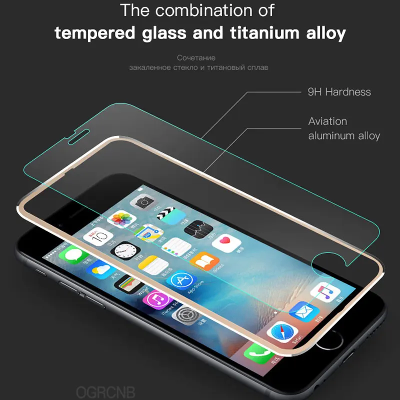 6D закаленное стекло из алюминиевого сплава для iPhone 6S 7 8 Plus X защитная пленка