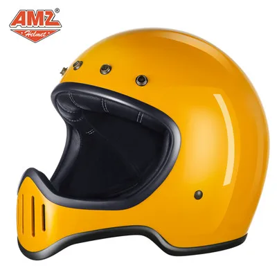 Цвет: желтый AMZ Стекловолоконный мотоциклетный шлем для мужчин Casco Moto rbike полный шлем для мотокросса шлем мотоциклетный DOT сертификация - Цвет: Цвет: желтый