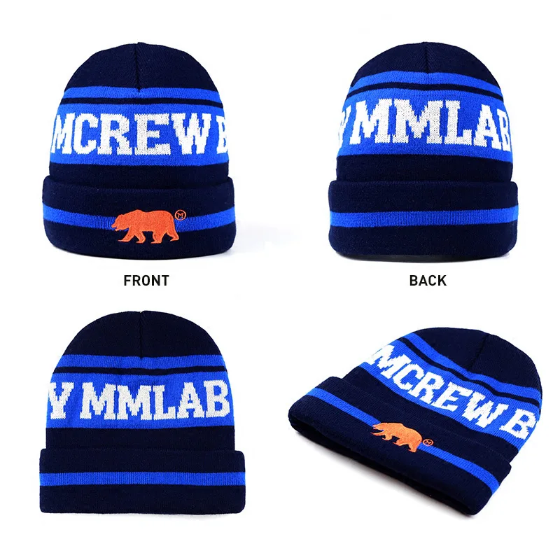 

2018 New Arrival Unisex Top Quality Skullies Beanies Embroidery Skiing Knitted Hats Casual Gay California Bear Hip-Hop Wool Caps