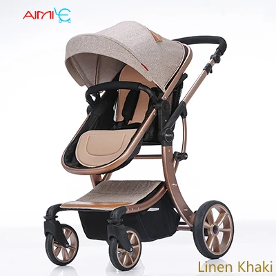 golden khaki 175 градусов Роскошная детская коляска 2 в 1 высокая Ландшафтная коляска портативная складная детская коляска X дизайн рамная Подвеска детская машинка - Цвет: golden khaki
