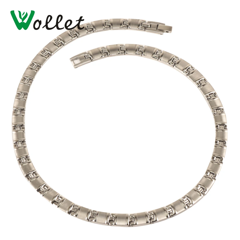 

Wollet Jewelry Germanium Hematite Bio Magnet 316L Stainless Steel Magnetic Necklace Bracelet For Women Men Black Color Set