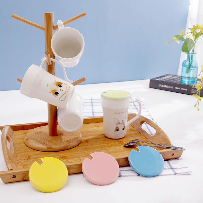 Teagas Sprout Creative Personality Couple Mug Cow Milk Coffee Cake Cute Cartoon Ceramic mug With Spoon Animal | Дом и сад