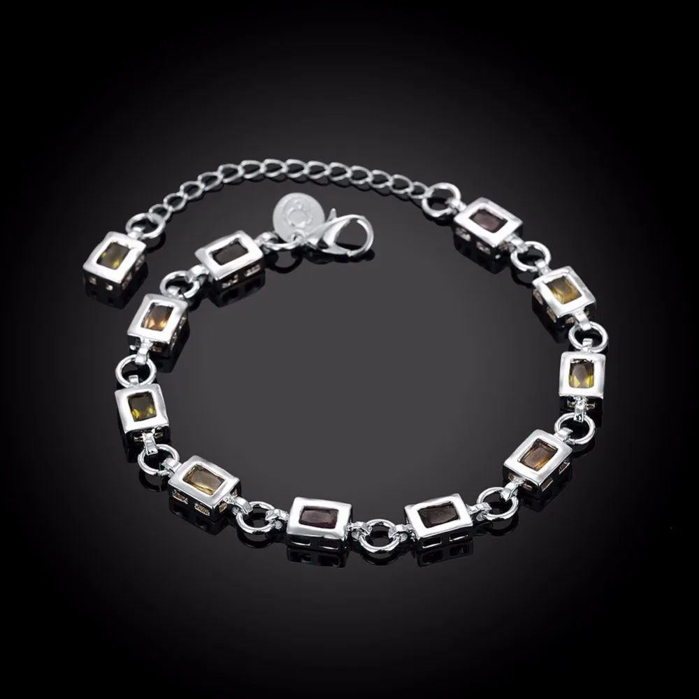 Посеребренные ювелирные изделия квадратные инкрустированные красочными