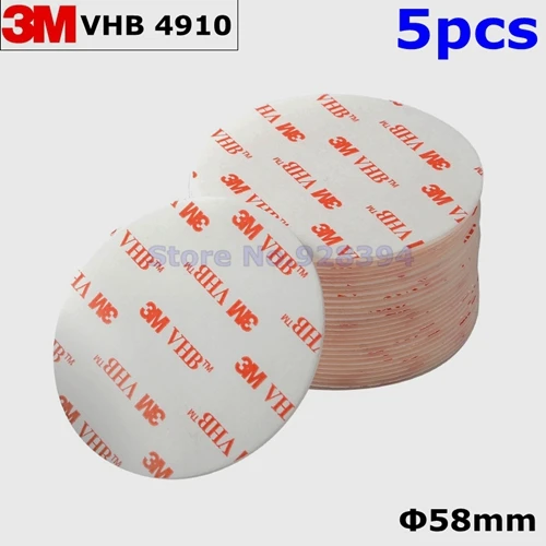5pcs 58mm Round 1 рулон 3 м длиной Прозрачный 3 М VHB 4910 сверхпрочный двухсторонний клей акриловая пена широкий выбор - Цвет: 5pcs 58mm Round