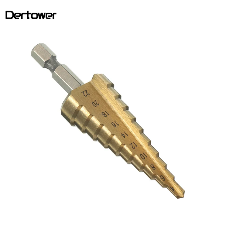 

1PC Hex Titanium Step Cone Drill Bit 4-22MM Hole Cutter HSS 4241 For Sheet Metalworking Wood Drilling Power Tools
