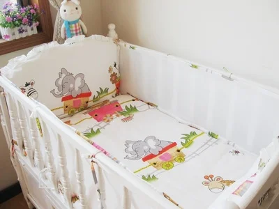 

Promotion! 5PCS Mesh curtain comfortable bed bumper bumper baby bed sets of baby bed crib set ,(4bumpers+sheet)