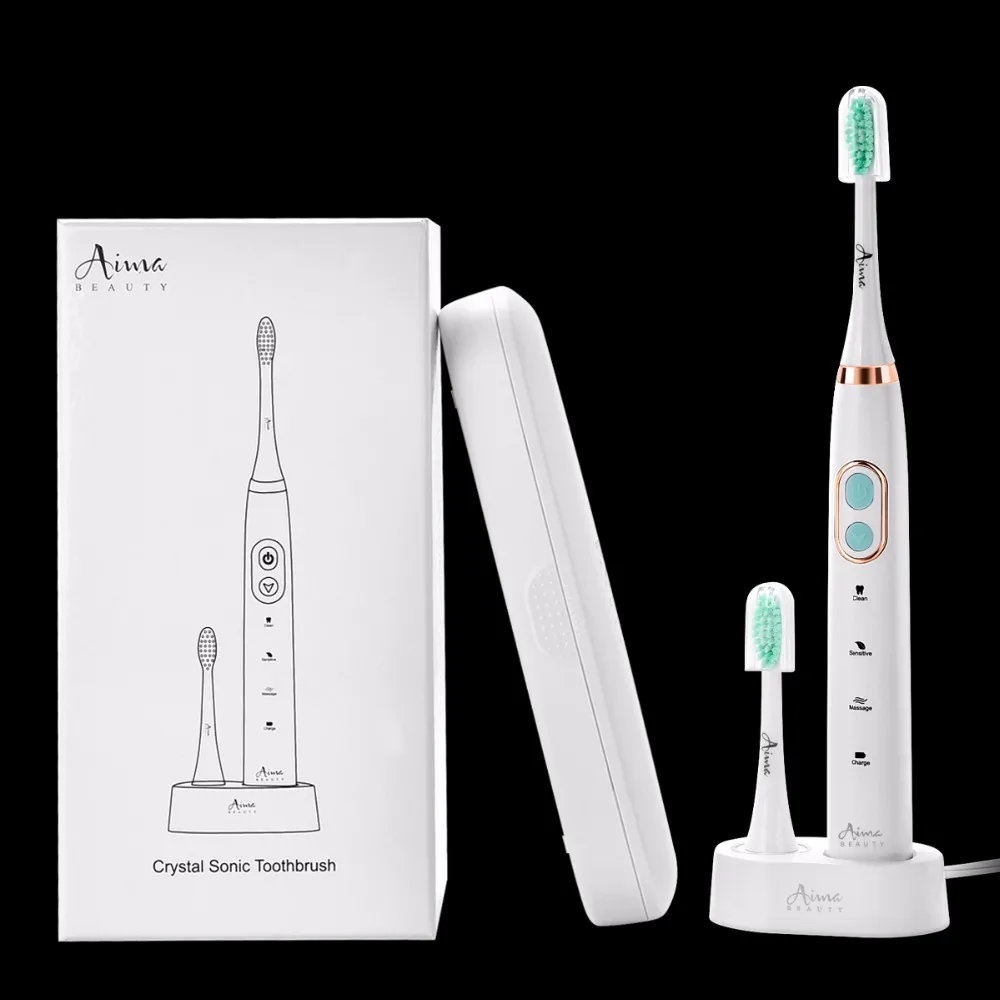 Электрический Зубная щётка звуковая волна с 2 головки и путешествий коробка
