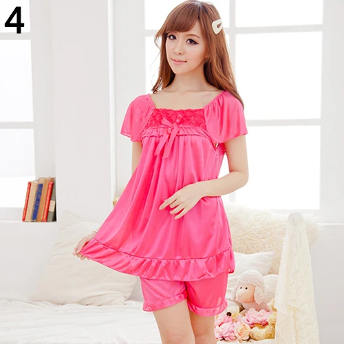 2 шт. женская ночная рубашка повседневная одежда для сна рубашки + шорты штаны