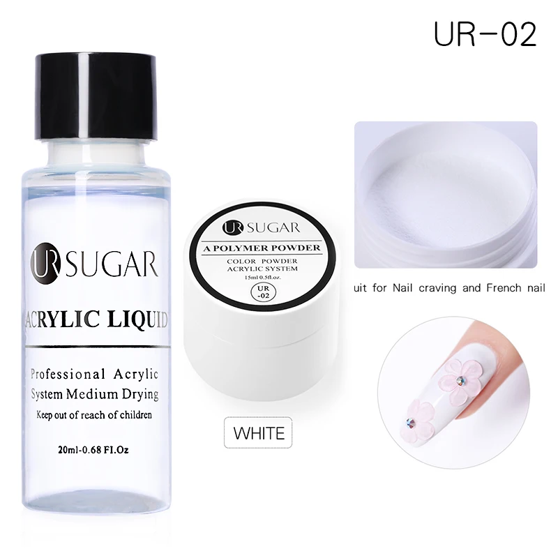 Ur Sugar 2 шт./компл. погружением порошок для ногтей градиент французский Блестящий акриловый лак порошок с акриловым с украшением в виде кристаллов конструирующий УФ-гель