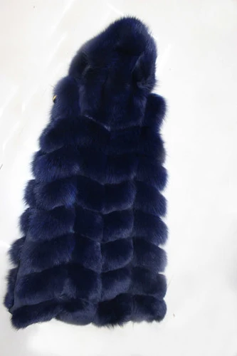 Linhaoshengyue 88 см весна и осень и зима Женская мода натуральный Лисий мех шапка жилет - Цвет: dark blue