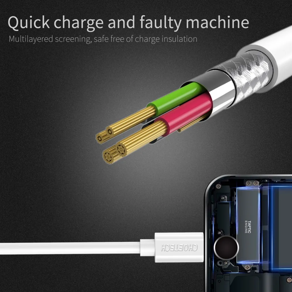 Choetech Кабель Micro Usb 5V 2.4A USB для быстрой зарядки длиной 1 м 0 5 TPE кабель мобильного