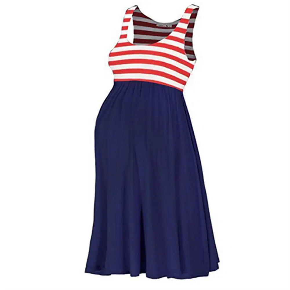 2018 летние Повседневное беременных Для женщин в полоску без рукавов мини-платье