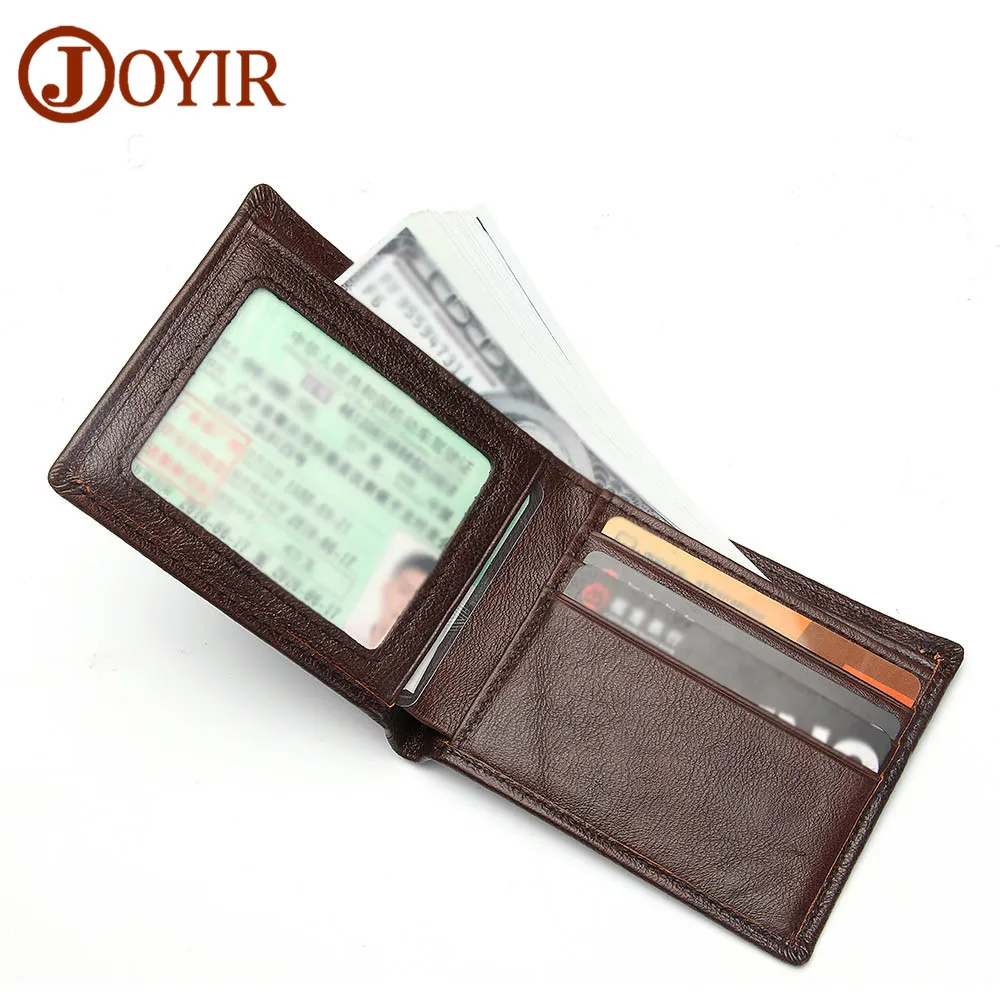 Мужской кошелек в винтажном стиле из натуральной кожи тонкий короткий бумажник