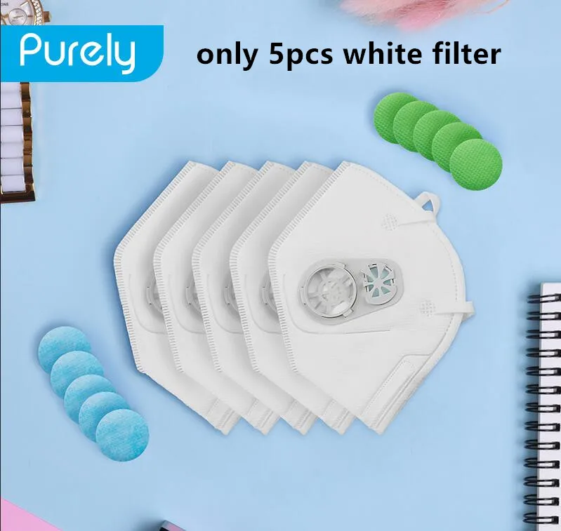 white 5pcs filter Xiaomi чисто анти-загрязнения воздуха маска FreshVersion PM2.5 дышащий перезаряжаемый фильтр с вентилятором Спорт Мужчины Женщины Черный Белый - Цвет: white 5pcs filter