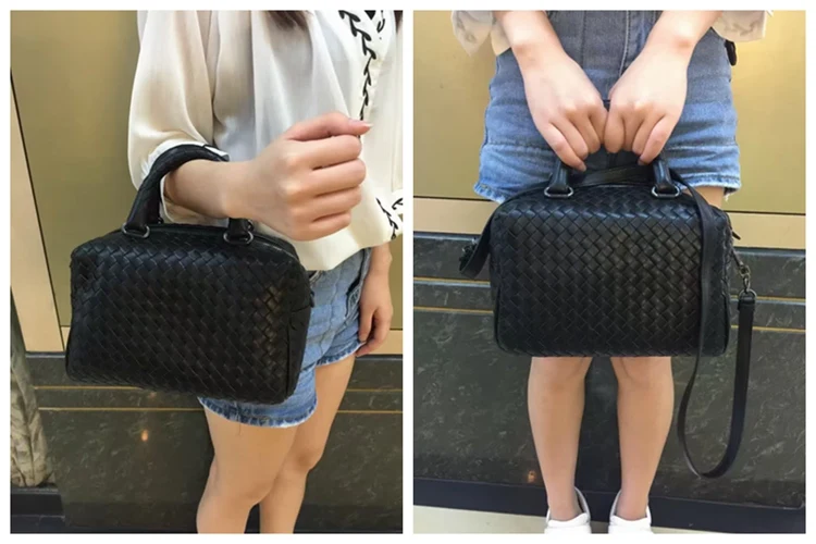 black Сумка bolsa feminina, фирменная новинка, модная женская сумка-тоут с подушкой, сумка, высокое качество, овчина, тканые сумки через плечо - Цвет: black