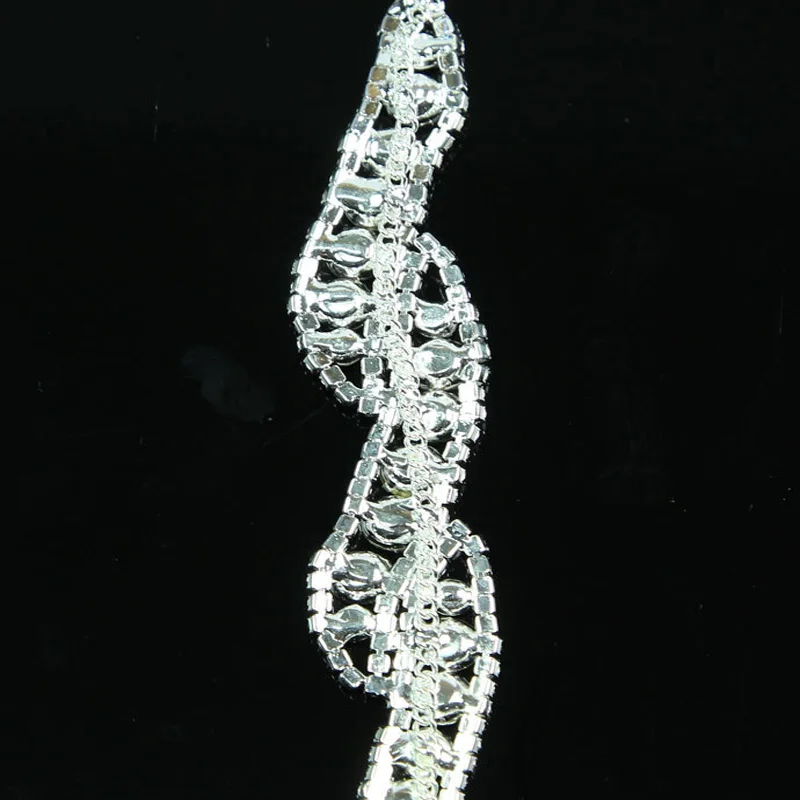 1 шт. сверкающие три листа серебряные Хрустальные стеклянные стразы шитье на