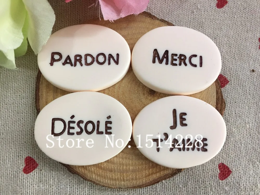 Бесплатная доставка! Смешанный &quotИзвините. DESOLE.JE T'AIME. MERCI &quot. Кабошон с плоской