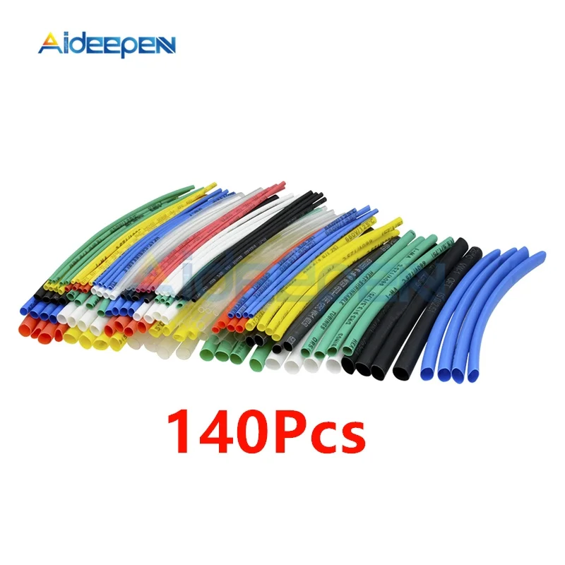 140Pcs 127/140/328/530 шт полиолефина сокращения Ассорти Термоусадочные трубки жильный кабель изолированный трубки комплект трубок многоцветный/черный - Цвет: 140Pcs