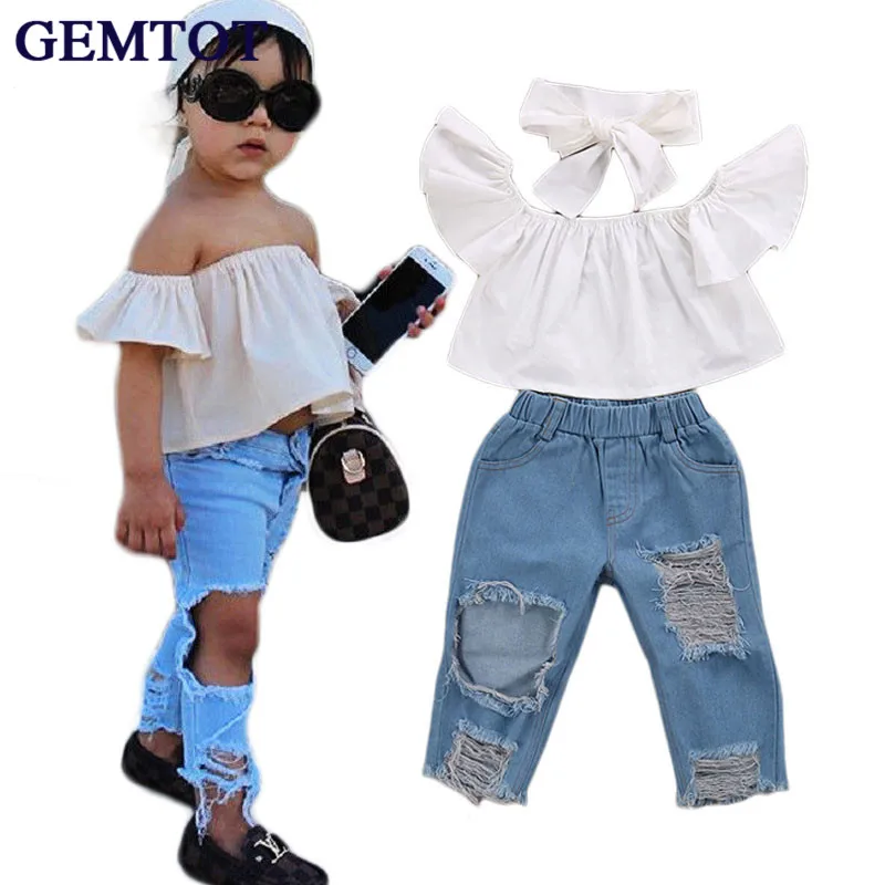 GEMTOT Новинка 2019 комплекты одежды для девочек детская одежда футболка + штаны