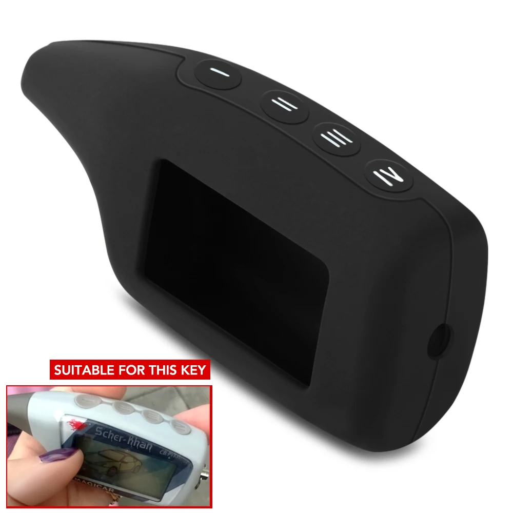 Силиконовый чехол для ключей от машины для Scher-Khan Magicar 5 6 V Logicar A B двухсторонняя Автомобильная сигнализация ЖК-брелок сумка протектор для пульта дистанционного управления крышка