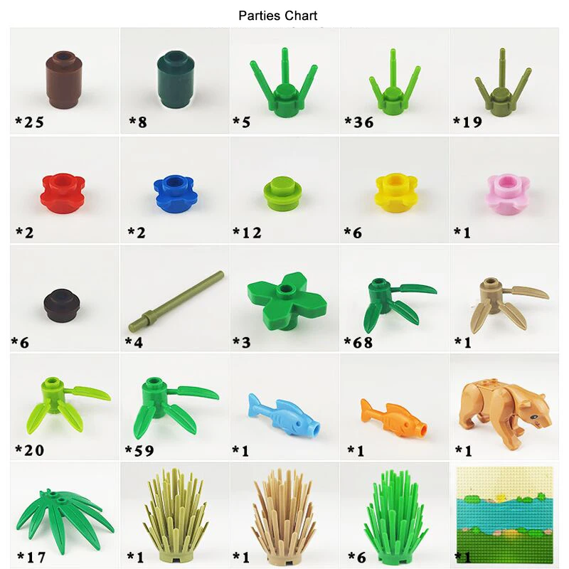

City Graden Blocks Grass Bush Flower Tree Plants Building Blocks for Legoe Friends Technic Blocks DIY MOC Toy Assemble Particles