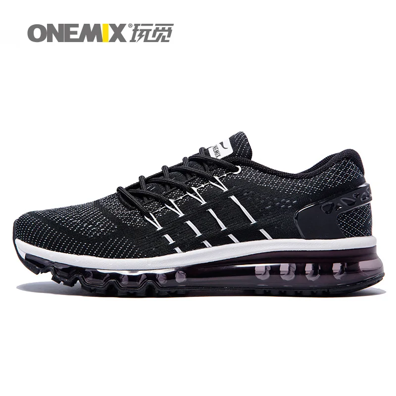ONEMIX Air/женская спортивная обувь для мужчин; сетчатая уникальная обувь; язык; спортивные кроссовки; Черная дышащая Спортивная обувь; кроссовки с подушкой; 8 - Цвет: Black White L